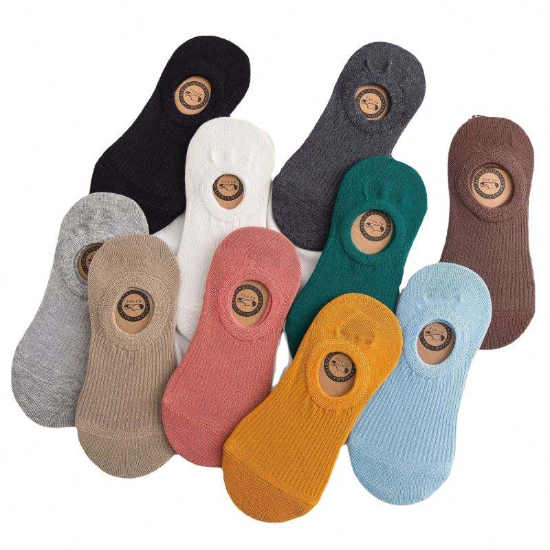 Partihandel Kvinnor Invisible Sock Solid Color Cotton Bortable Socks